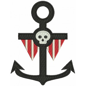 Pirate Anchor With a Skull Filled Machine Embroidery Design Digitized Pattern